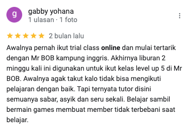 Testimoni Kursus Bahasa Inggris Online MrBob